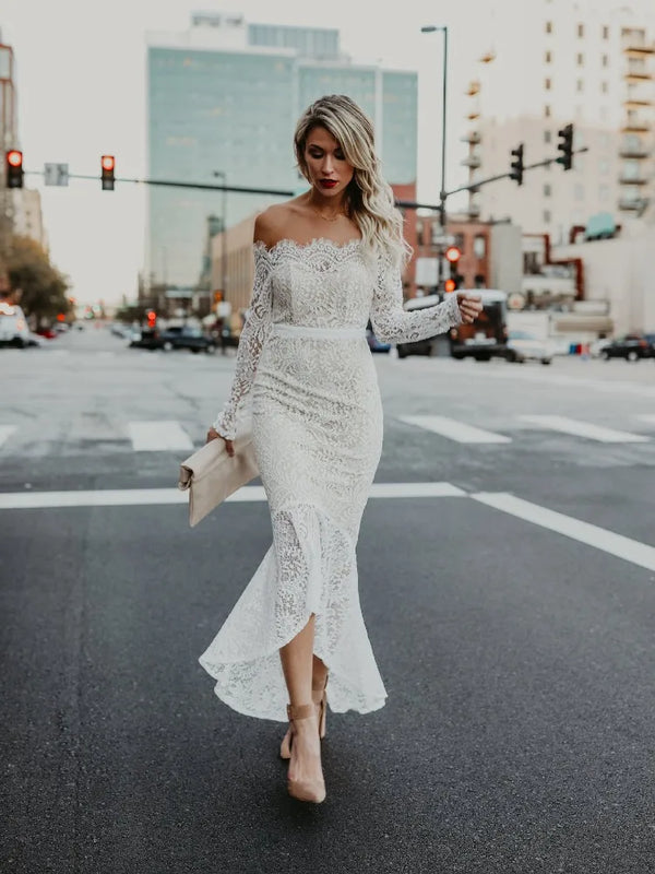 Simple Wedding Dress Travel Marry Party Bridal Gowns Off Shoulder A Line