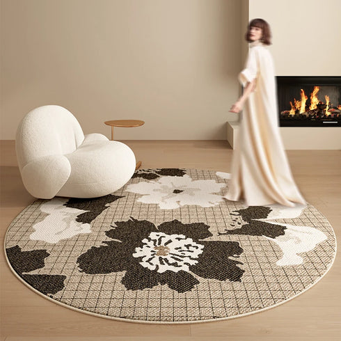 Cream Style Round Carpet Fluffy Soft Plush Rug for Living Room and Bedroom