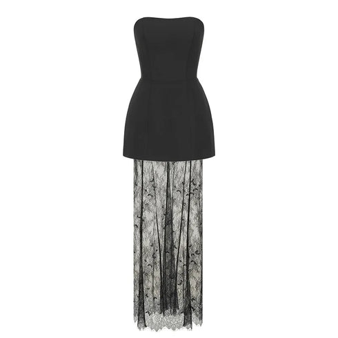 Lace Long Skirt Set with Sexy Sheath Vest Top for Evening Parties