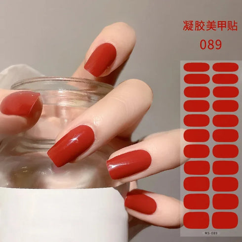Waterproof Long Lasting Gel Nail Art Stickers for Stunning Full Cover Manicures - 9 Piece Set of Baking-Free Solid Color Decals