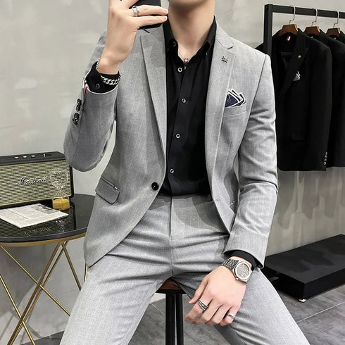 Men's Two-Piece Wedding Suit Business Casual Ensemble with Trousers