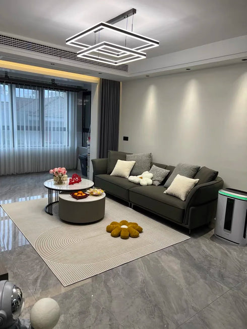 Minimalist Beige Art Stripe Carpet Soft Large Area Rug for Bedroom and Living Room Decor