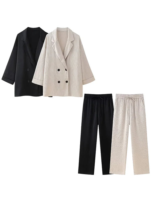 Stylish Women's Vintage 2 Piece Blazer and Trouser Set for Effortless Summer Outfits Inspo