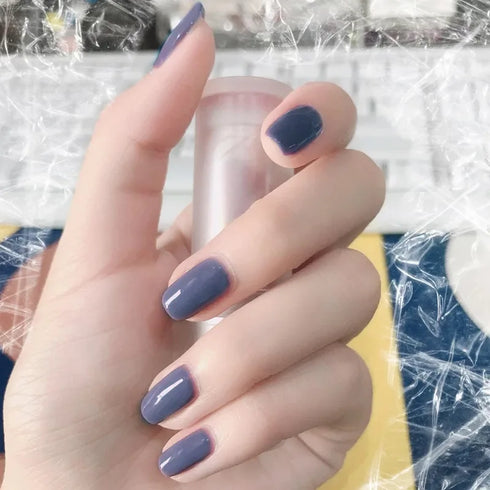 24pcs Glossy Medium Square Press On Nails in Demitint Series, Solid Color Reusable False Nails with Jelly Stickers for Effortless Nail Art