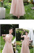 Off Shoulder Bridesmaid Dress Elegant Bubble Sleeve Floral Print Aline Gown For Party