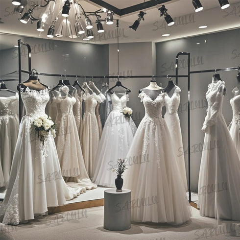 Graceful Floral A Line Wedding Dress with Sheer Back Gown