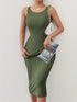 Solid Backless Tank Dress for Women - Summer Sleeveless Knitted Midi Dress
