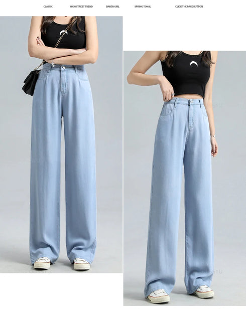 Casual Loose Fit Wide Leg Denim Jeans for Women - Perfect Baggy Fashion for Streetwear & Summer Styling, Ideal for Wide Leg Jeans Outfit Fall