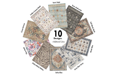 Printed Indoor Boho Area Rug Non Slip Super Strong Home Décor for Entryway Bedroom Living Room