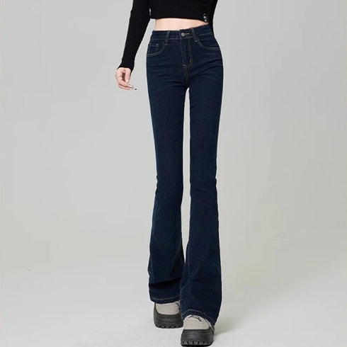 Korean Style Women's Grunge Flare Jeans - Y2K Bell Bottom Trousers for All Seasons, Perfect for Fashionable Streetwear and Fall Outfit Inspiration