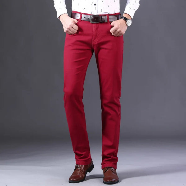 Classic Style Men's Denim Stretch Trousers Business Casual Jeans