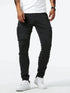 Elastic Denim Cargo Jeans For Men Slim Fit With Pockets Daily Wear