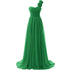 Chiffon Off-Shoulder A-Line Dress With Floral Pleats Floor-Length Corset Back Bridesmaid Dress