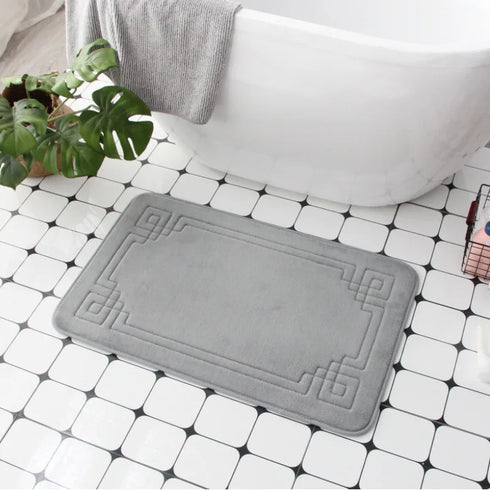 Cobblestone Embossed Non-Slip Bath Mat Memory Foam Carpet for Bathroom Shower Room Doormat