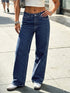 Baggy Dot Print Jeans For Women, Casual Wide Leg Denim Pants With Pockets, Low Rise Comfort Fit