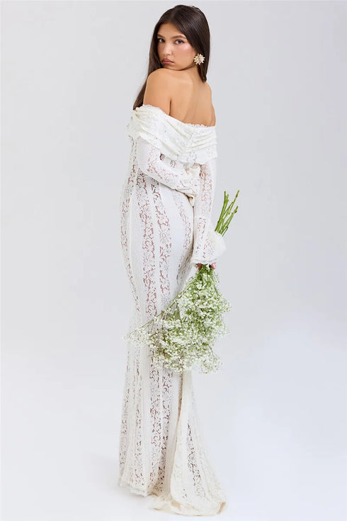 Mozision Lace Off-shoulder Sexy Maxi Dress Elegant Evening Dress