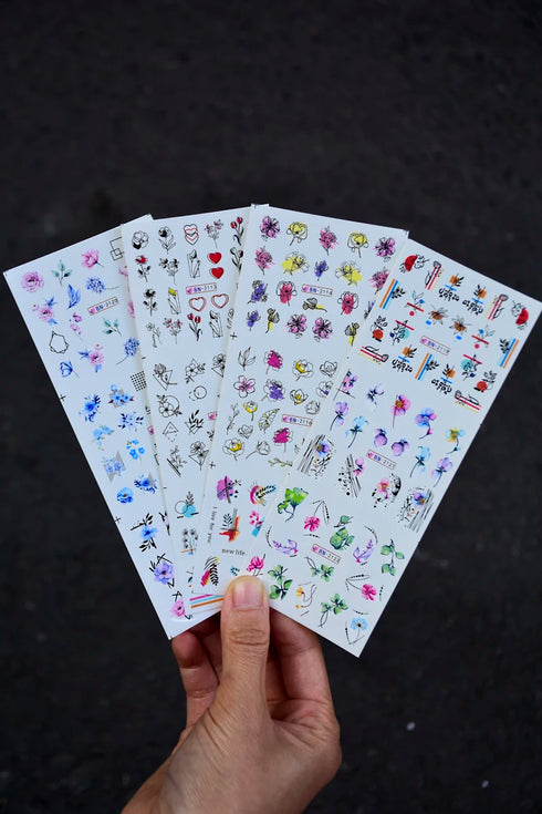 12 Floral Patterns Summer Nail Water Decals - Daffodils, Lilies, and Tulips for Stunning Nail Art Transfers and DIY Manicure Accessories