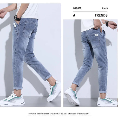 Korean Street Luxury Work Pants Men's Jogger Jeans Denim Wear