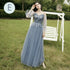 Elegant Off Shoulder Tulle A Line Dress Bridesmaid Dress With Appliques Lace Up Bridal Gown
