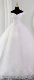 Plus Size Off Shoulder Lace Mermaid Wedding Dress With Train, Vintage Appliques Gown