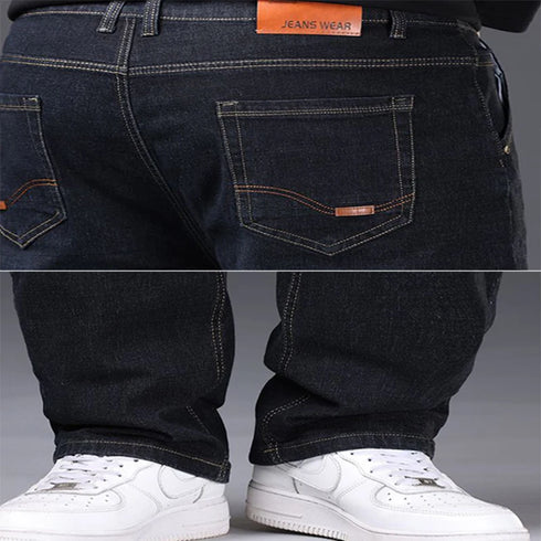 Plus Size Mens Jeans Loose Denim Straight Leg Stretch Casual Trousers
