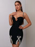 Women Summer Sexy V Neck Beaded Mini Bodycon Dress Evening Club Party Dress