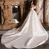 Backless Satin A-Line Wedding Dress Vintage Silhouette With Built-In Bra Floor Length