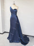 Satin Off-Shoulder Backless Pleated Bridesmaid Dress With Sweep Train Elegant Evening Gown