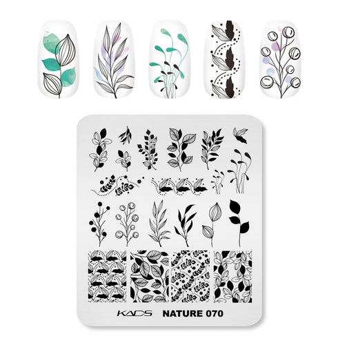 Nature-Inspired Nail Art Stamping Plate - Stainless Steel DIY Manicure Tool with Leaf and Umbrella Patterns for Stunning Nail Designs