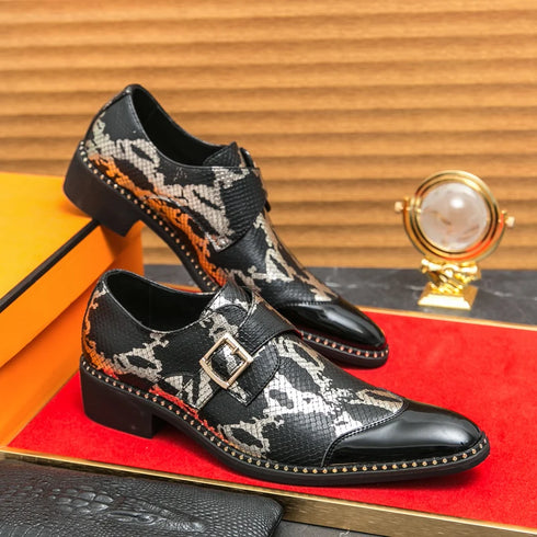 Elegant Handmade Oxford Dress Shoes for Men – Luxury Formal Leather Wedding Party Footwear with Buckle Strap and Pointed Toe Design