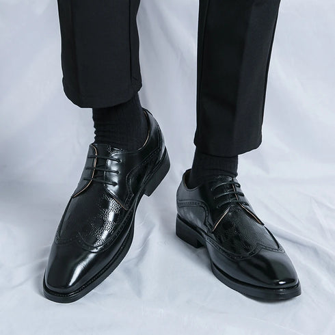 Stylish Brogue Lace-Up Business Formal Shoes for Men – Perfect for Office, Banquet, and Outdoor Parties in Sizes 38-48