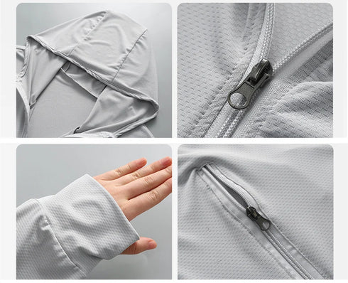 Plus Size Lightweight Summer Windbreaker Jacket for Men - Hooded, Quick-Drying, UPF 50 Sun Protection, Breathable Casual Coat for Outdoor Activities