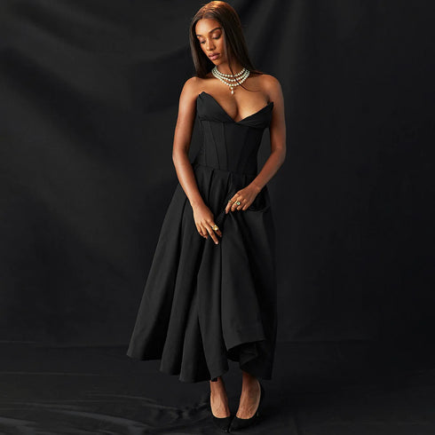 Suninheart Summer Strapless Fit and Flare Party Dress