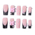 24pcs Reusable Press-On Nails with 3D Bow and Flower Design, Y2K Style Pink Square False Nails for Women and Girls - Short and Medium Length Options