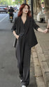 Elegant 3-Piece Korean Business Suit for Women: Stylish Blazer, Sleeveless Vest, and Wide Leg Pants Set for Office and Casual Wear
