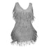 Plus Size Sexy V-Neck Tassel Mini Dress for Women Elegant Sleeveless Evening Party Dress