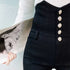 Beige Super High Waist Pencil Jeans Women Korean Slim Denim Pants
