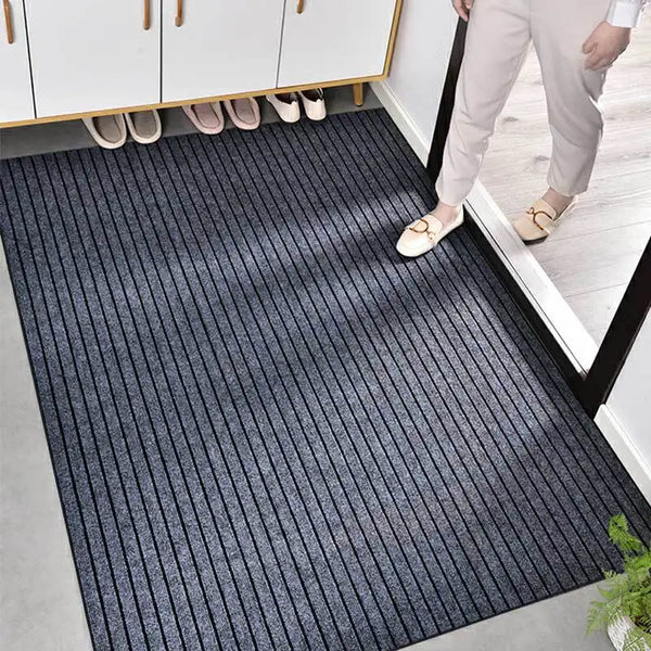 Absorbent Striped Indoor/Outdoor Mat: Entryway and Patio Floor Protector