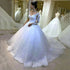 Graceful Tulle Wedding Dress Ball Gown V Neck Full Sleeve