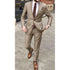 Slim Khaki Men Suits Two Piece Summer Fashion Notch Lapel Chic Business Casual Wedding Set