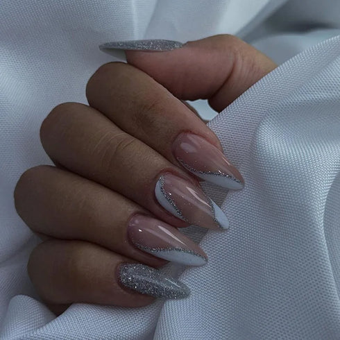 24Pcs Reusable Almond Shaped Press-On Nails with Elegant Leaves Design - Stylish Acrylic Nail Tips for Fall Season Nail Art and Professional Use