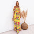 Elegant One-shoulder Short-sleeved Dress For Women Fashion Splicing Floral Print Dresses