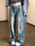 Female Jean Spliced Pockets Cargo Pants Distressed Denim Basics