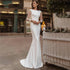 Elegant Long Sleeve Satin Mermaid Wedding Dress Floor Length Bridal Gown