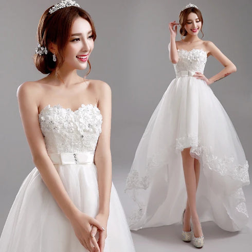 Ivory Short Knee Length Fairy Wedding Dress for Parties