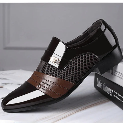 Classic Leather Oxfords for Men - Elegant Slip-On Dress Shoes for Business, Office, and Formal Occasions - Fashionable Loafers for Parties and Career Events