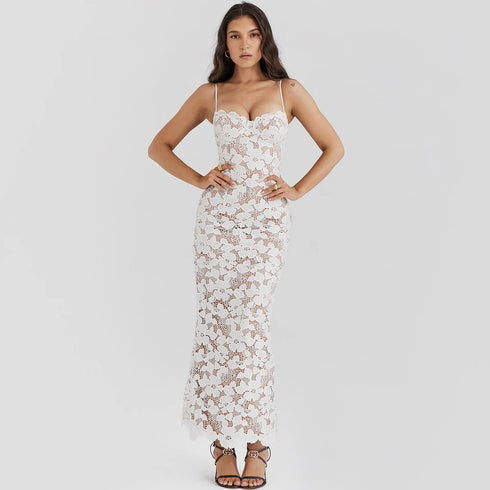 Suninheart Winter Women's Evening Dress Elegant Lace Up Maxi Dress for Special Occasions