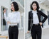 Elegant Long Sleeve One Button Business Suit for Women - Stylish Office Lady Attire for Formal Events and Professional Settings