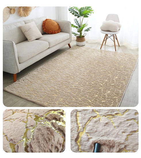 Faux Rabbit Fur Rug for Living Room Luxury Plush Carpet Mat for Bedroom and Bathroom