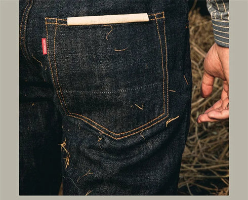 Slim Straight Button Fly Denim Jeans for Men - Heritage Style Selvedge Pants Perfect for Casual Wear and Stylish Medium Wash Jeans Outfit